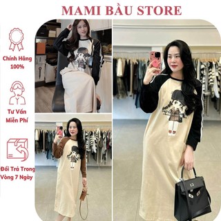 Đầm váy bầu thu đông dài tay dáng suông trẻ trung - đầm bầu công sở style hàn quốc mặc đi làm đi chơi đều xinh