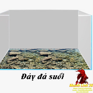 Tranh 3d bể cá cảnh mẫu đáy đá suối - tranh bể cá sẵn keo dán - tặng kèm bộ dụng cụ dán