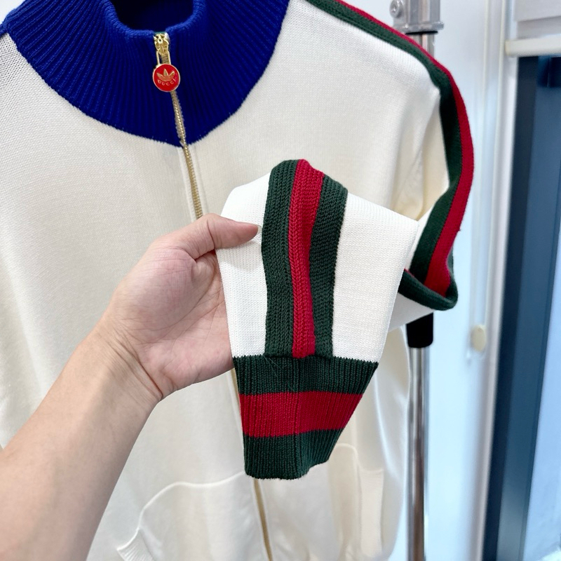 ⚡️ - Áo Khoác GUCCl x ADlDAS Viscose Zip-Up Knit Jacket, Áo khoác len Gu*CCI cao cấp