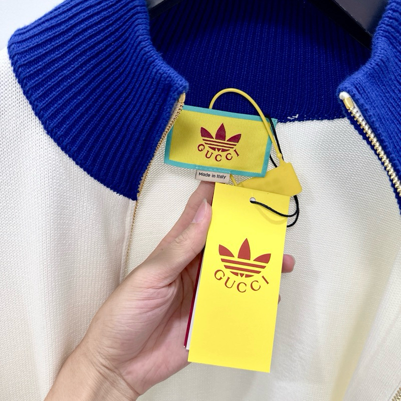 ⚡️ - Áo Khoác GUCCl x ADlDAS Viscose Zip-Up Knit Jacket, Áo khoác len Gu*CCI cao cấp