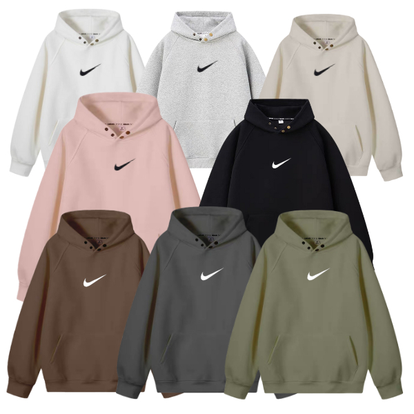 Áo hoodie Nike thêu cao cấp chất nỉ cao cấp form rộng unisex nam nữ hoodie nike bấm cúc chính hãng GZSTORE5612