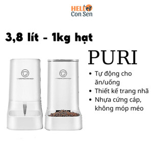Máy Đựng Thức Ăn Nước Uống Chó Mèo Tự Động PURI Cho Thú Cưng Máy uống nước tự động chó mèo Máy tự cho ăn3.8l