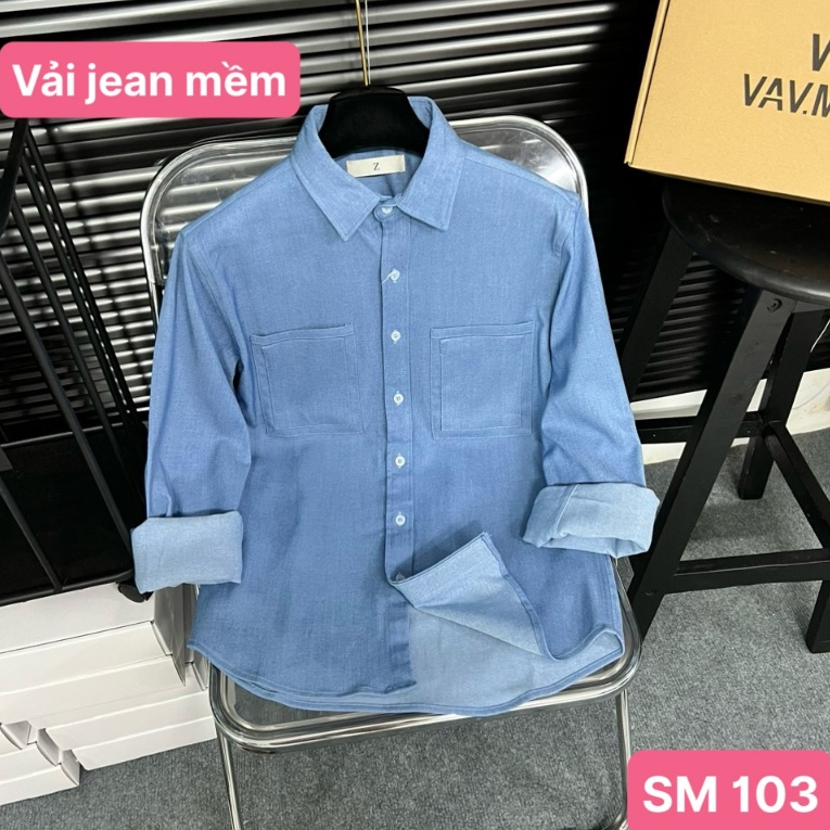 Áo sơ mi nam cao cấp chất liệu jeans mềm đẹp họa tiết trơn dài tay kiểu dáng hàn quốc HADO23 nhiều mẫu đẹp