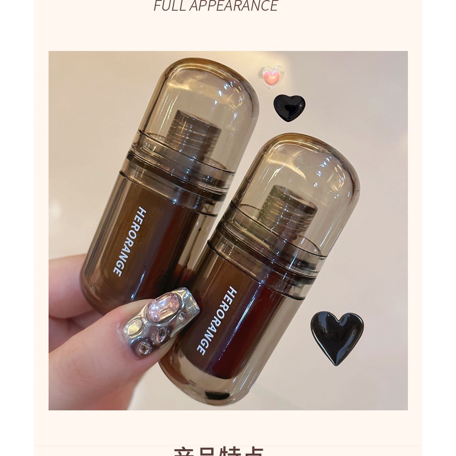 Son bóng HERORANGE hiệu ứng gương lâu trôi dưỡng ẩm tráng gương giúp Căng Bóng Mềm Mịn son86