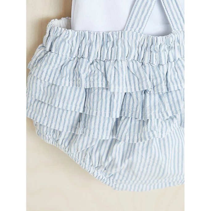 Set bodysuit yếm kẻ xanh kèm tất George_hàng chính hãng authentic