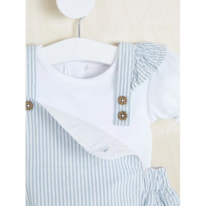 Set bodysuit yếm kẻ xanh kèm tất George_hàng chính hãng authentic