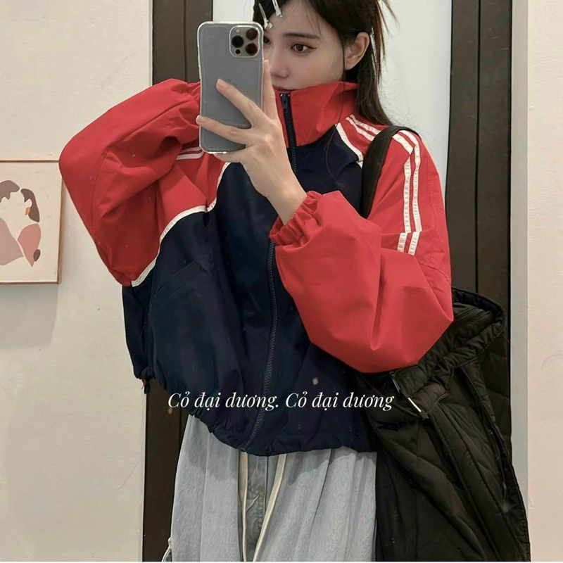 Áo Khoác Bomber Dù Croptop 2 Lớp Tay Bồng Cánh Dơi Trendy 2023