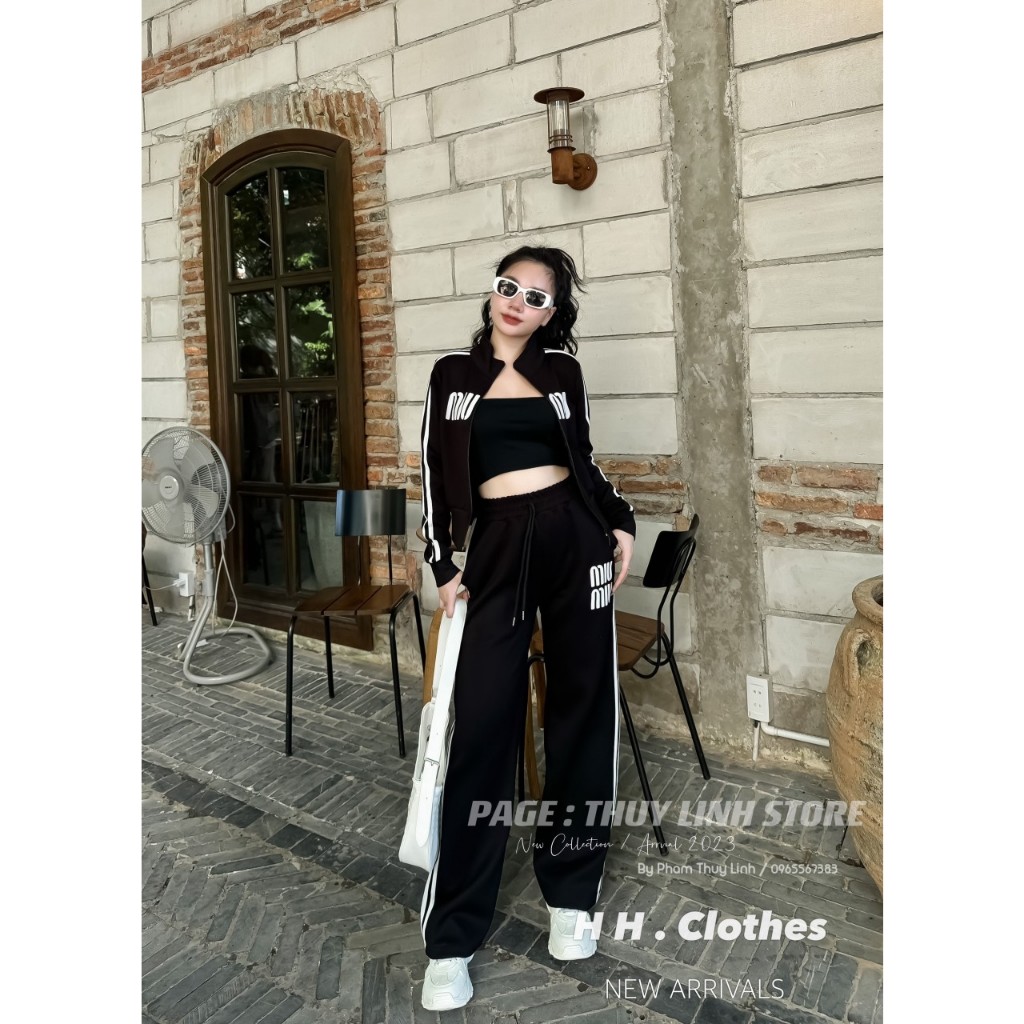 Bộ ÁO Khoác Umi Thể Thao Khóa Kéo  Chạy Sọc, Sét quần áo Dài Tay Thể Thao Hàng Thu Đông Dày Dặn