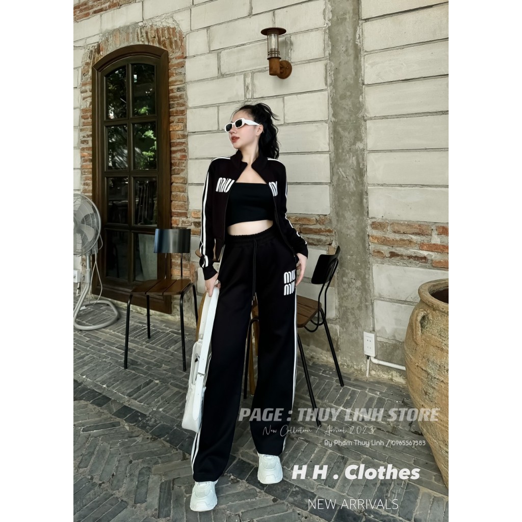 Bộ ÁO Khoác Umi Thể Thao Khóa Kéo  Chạy Sọc, Sét quần áo Dài Tay Thể Thao Hàng Thu Đông Dày Dặn