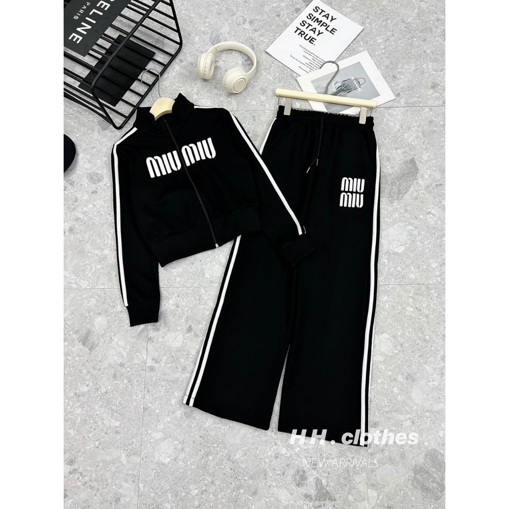 Bộ ÁO Khoác Umi Thể Thao Khóa Kéo  Chạy Sọc, Sét quần áo Dài Tay Thể Thao Hàng Thu Đông Dày Dặn