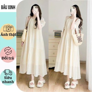 ĐẦM VÁY V603 THỜI TRANG CÔNG SỞ DƯN TIÊC-ĐẦM BẦU THIẾT KẾ DÁNG SUÔNG MAXI CỔ CÁCH ĐIỆU TIỂU THƯ XINH XẮN VẢI THUN SẦN