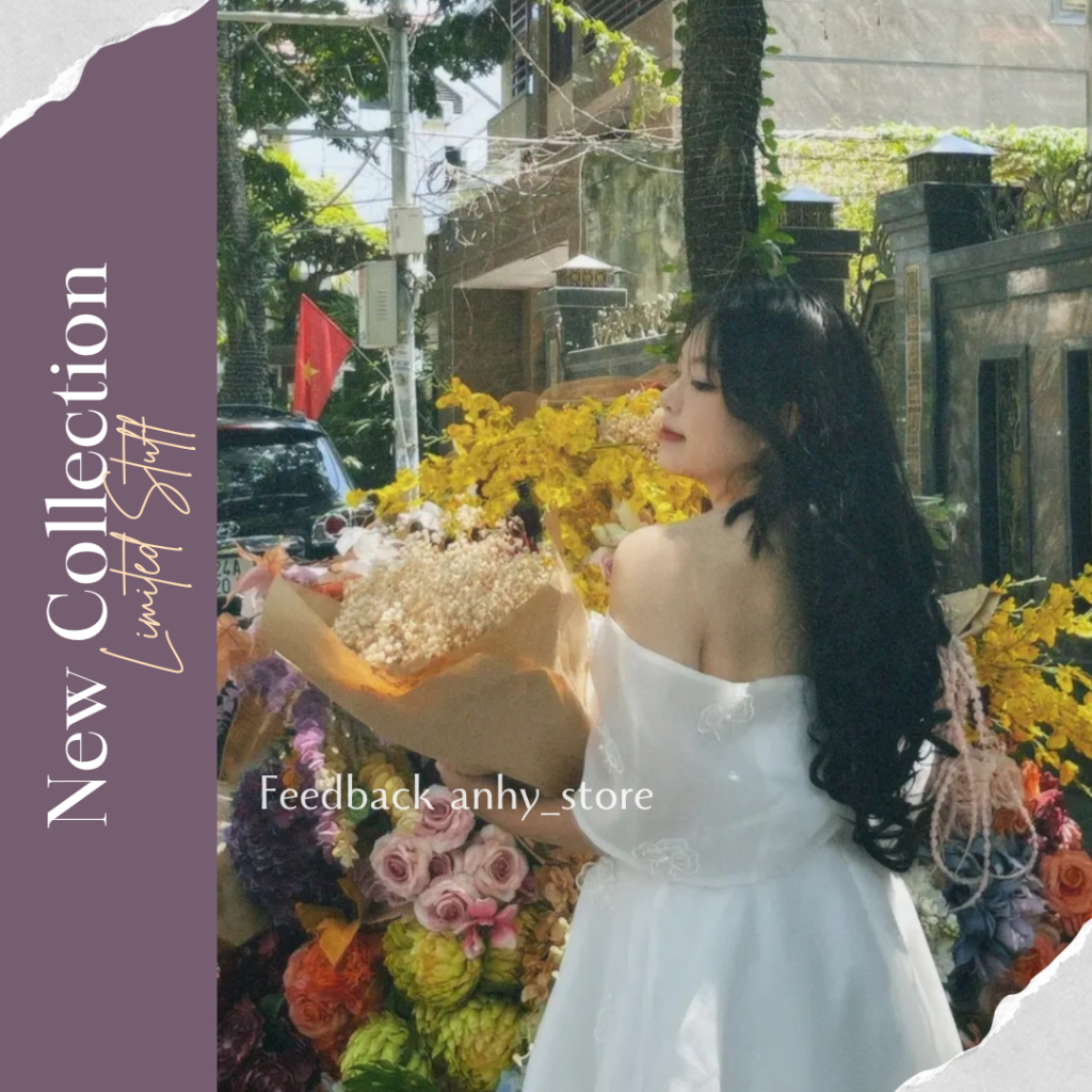 Đầm trắng tay dài đi chơi, dự tiệc phối áo nơ đen