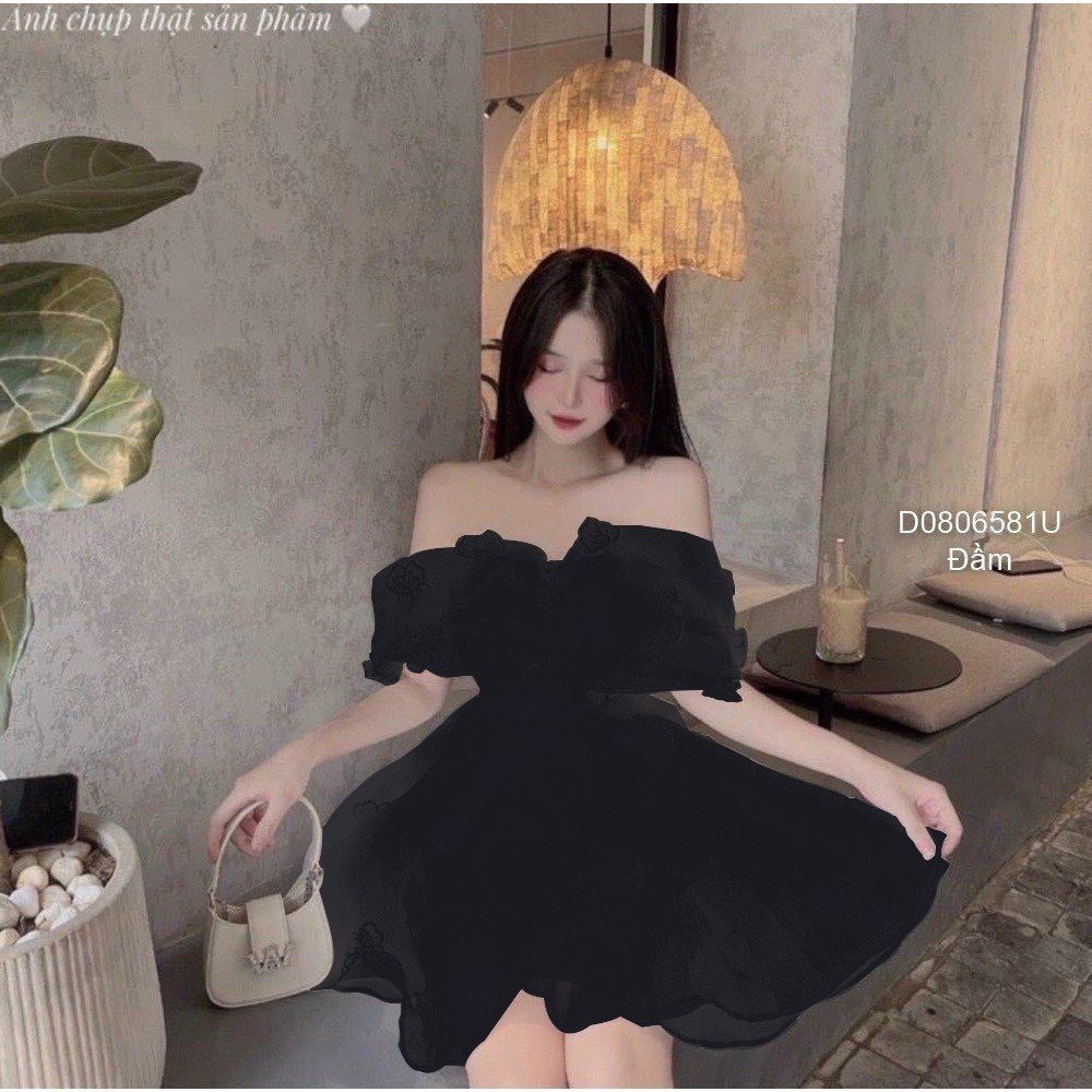 Đầm trắng tay dài đi chơi, dự tiệc phối áo nơ đen