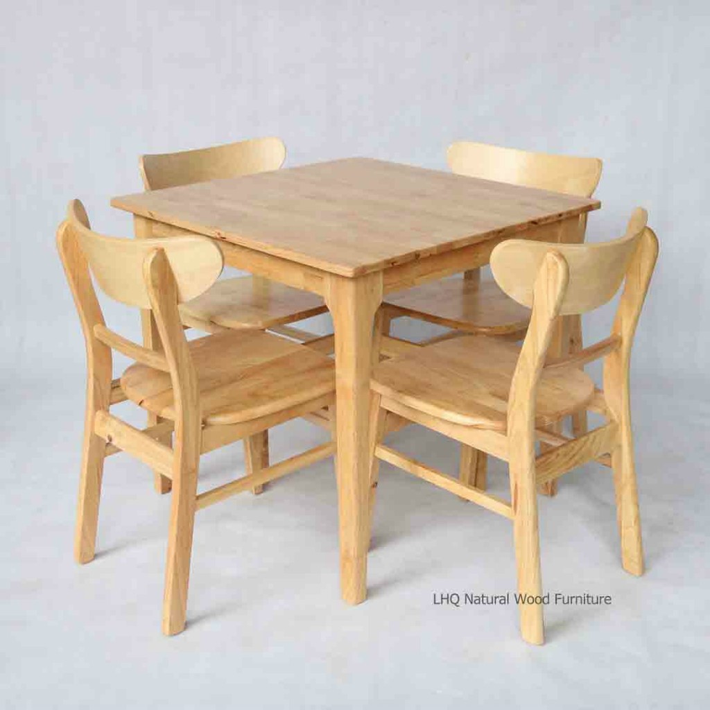 Bàn ghế ăn gỗ cao su (bàn 80cm chân vuông+4 ghế mango)