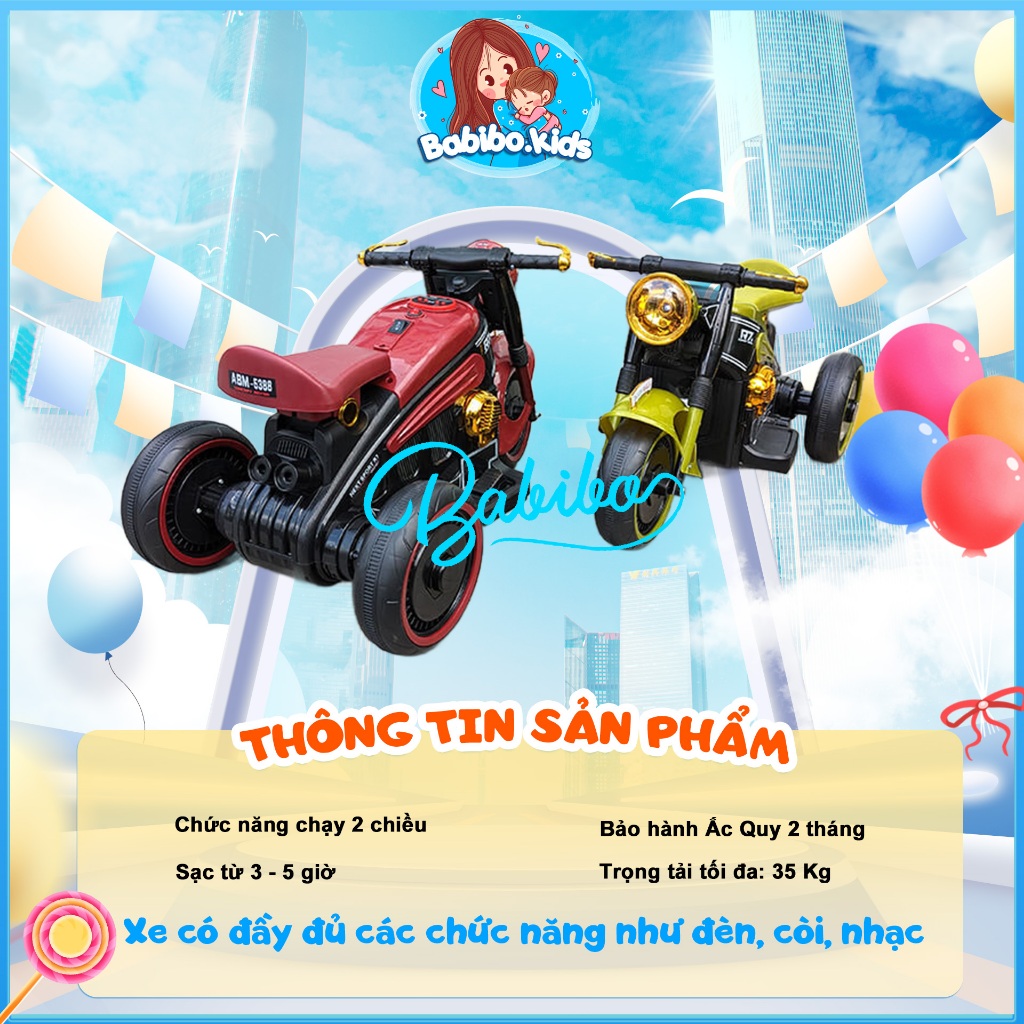 Xe máy điện, Xe điện cho bé tải trọng 35kg mã AM5388- Babibokids