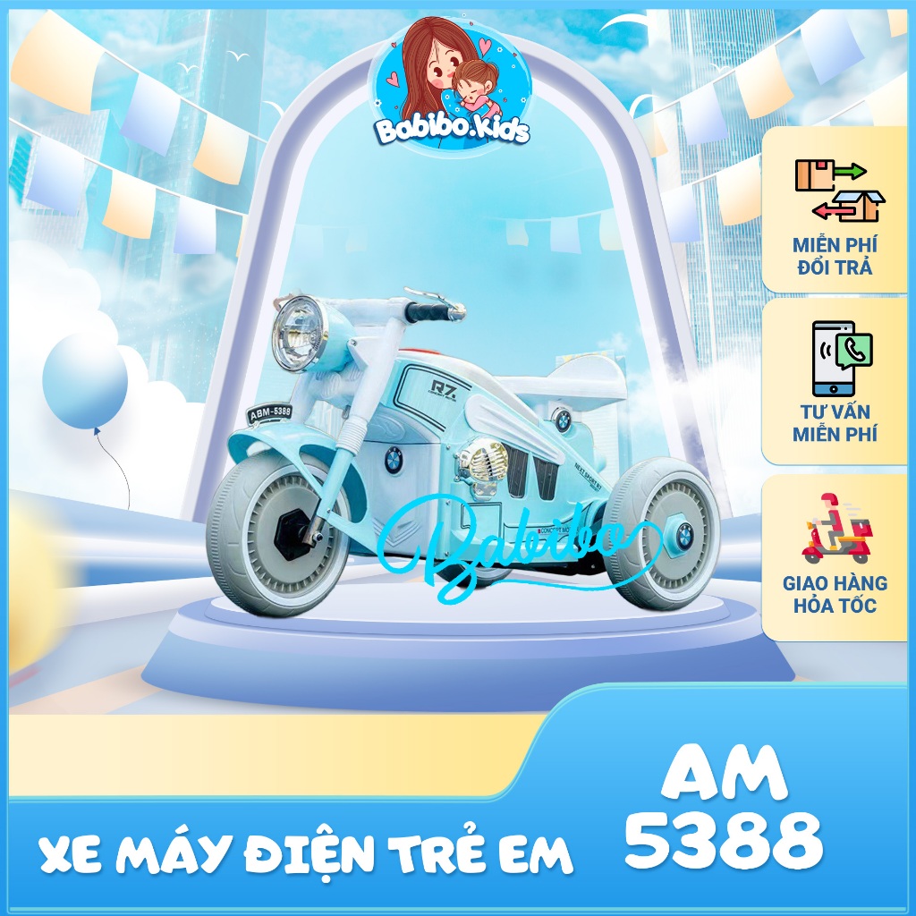 Xe máy điện, Xe điện cho bé tải trọng 35kg mã AM5388- Babibokids