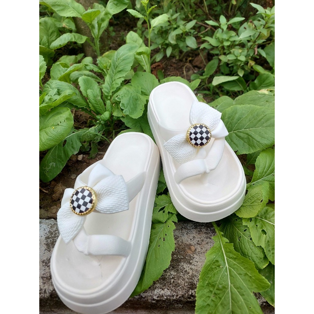 Dép Kẹp Phối Nơ Tôn Dáng 5cm Hàng Quảng Châu Siêu Nhẹ Phong Cách Trẻ Trung