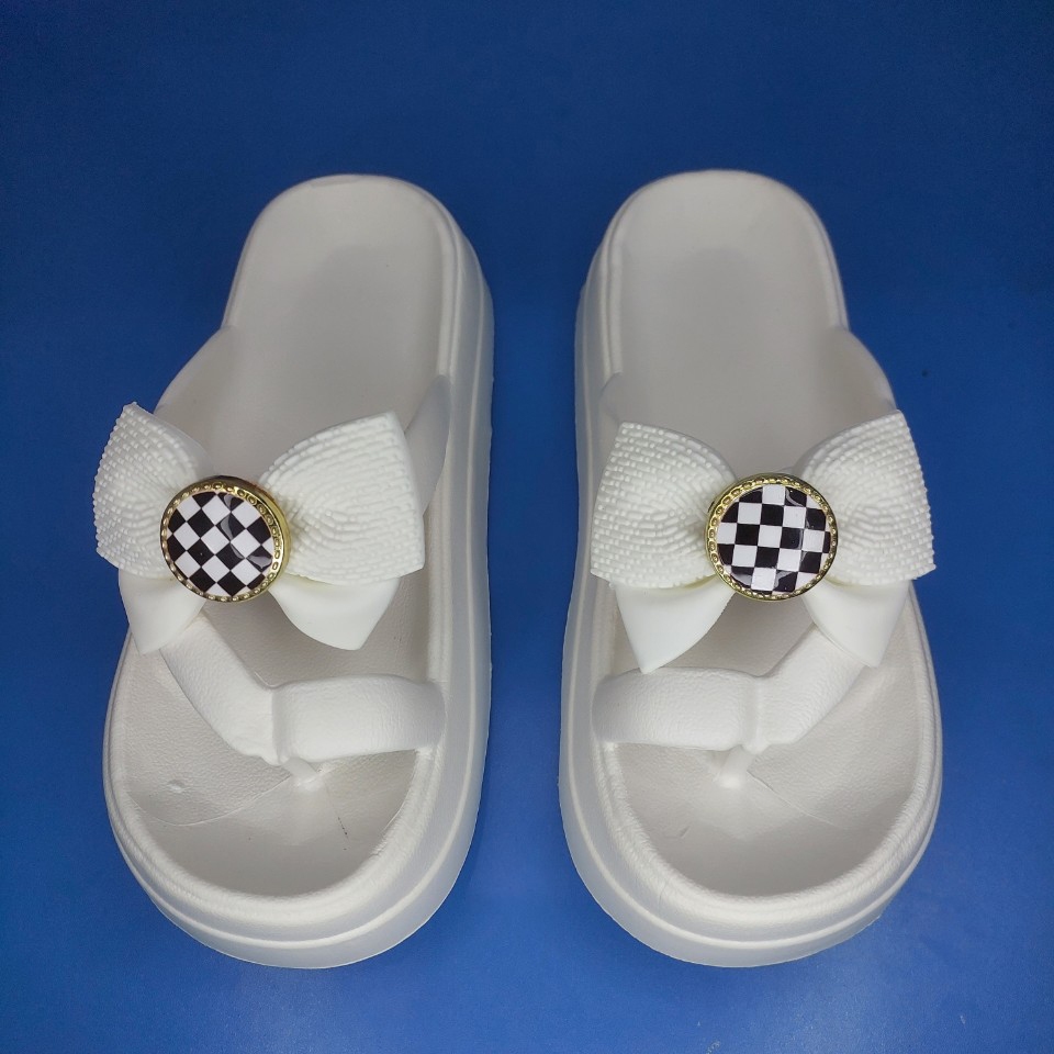 Dép Kẹp Phối Nơ Tôn Dáng 5cm Hàng Quảng Châu Siêu Nhẹ Phong Cách Trẻ Trung