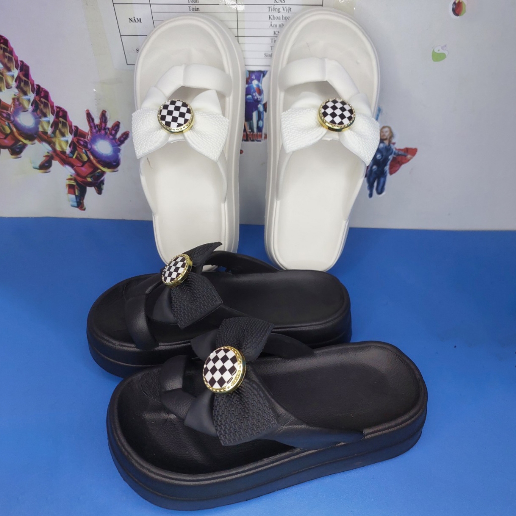 Dép Kẹp Phối Nơ Tôn Dáng 5cm Hàng Quảng Châu Siêu Nhẹ Phong Cách Trẻ Trung