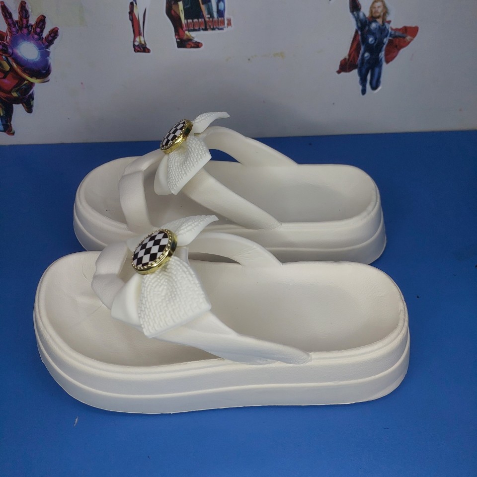 Dép Kẹp Phối Nơ Tôn Dáng 5cm Hàng Quảng Châu Siêu Nhẹ Phong Cách Trẻ Trung