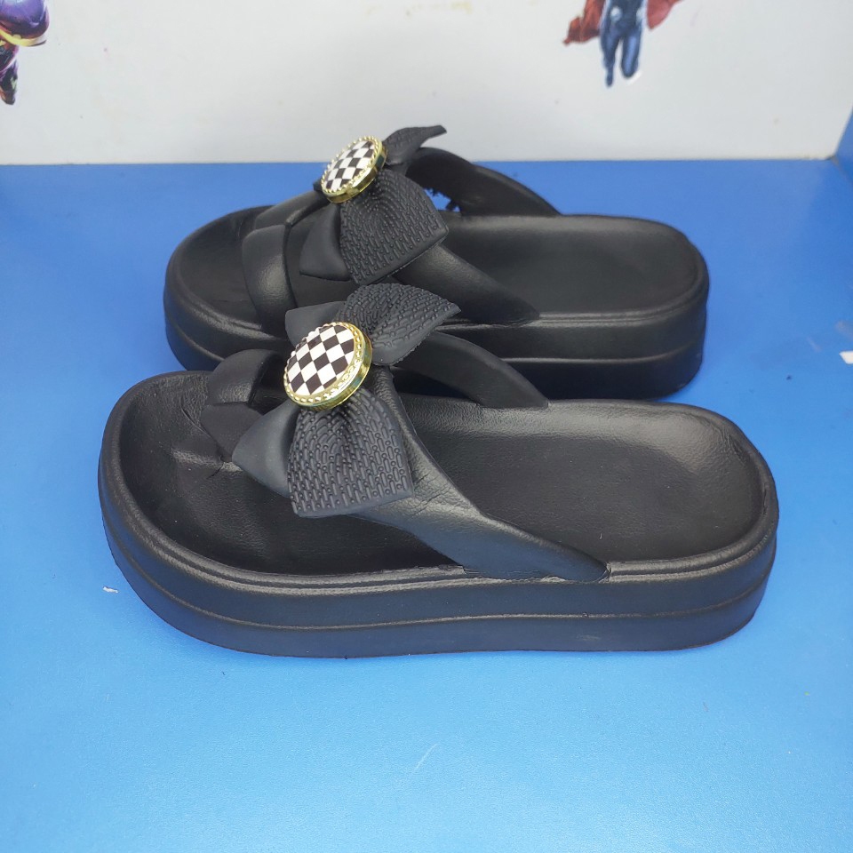 Dép Kẹp Phối Nơ Tôn Dáng 5cm Hàng Quảng Châu Siêu Nhẹ Phong Cách Trẻ Trung