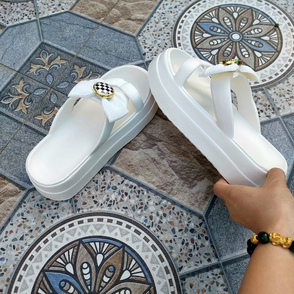 Dép Kẹp Phối Nơ Tôn Dáng 5cm Hàng Quảng Châu Siêu Nhẹ Phong Cách Trẻ Trung