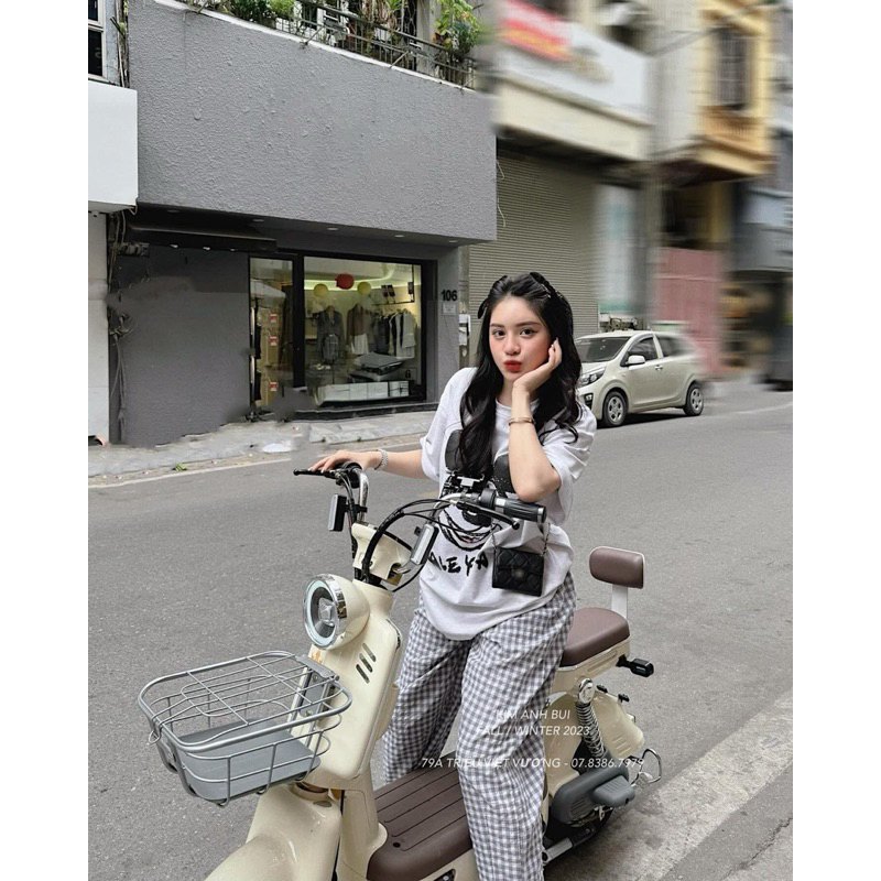 Set Áo Phông Mickey Kèm Quần Kẻ Kim Anh Bùi