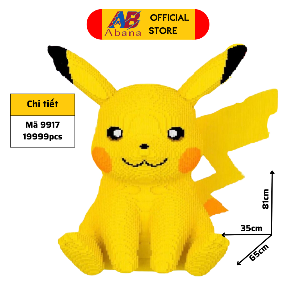 Đồ Chơi LEGO PIKACHU Khổng Lồ, Bộ Xếp Hình Abana Tạo Hình Pikachu Doremon Kích Thích Tư Duy, Sáng Tạo, Làm Decor Đẹp,