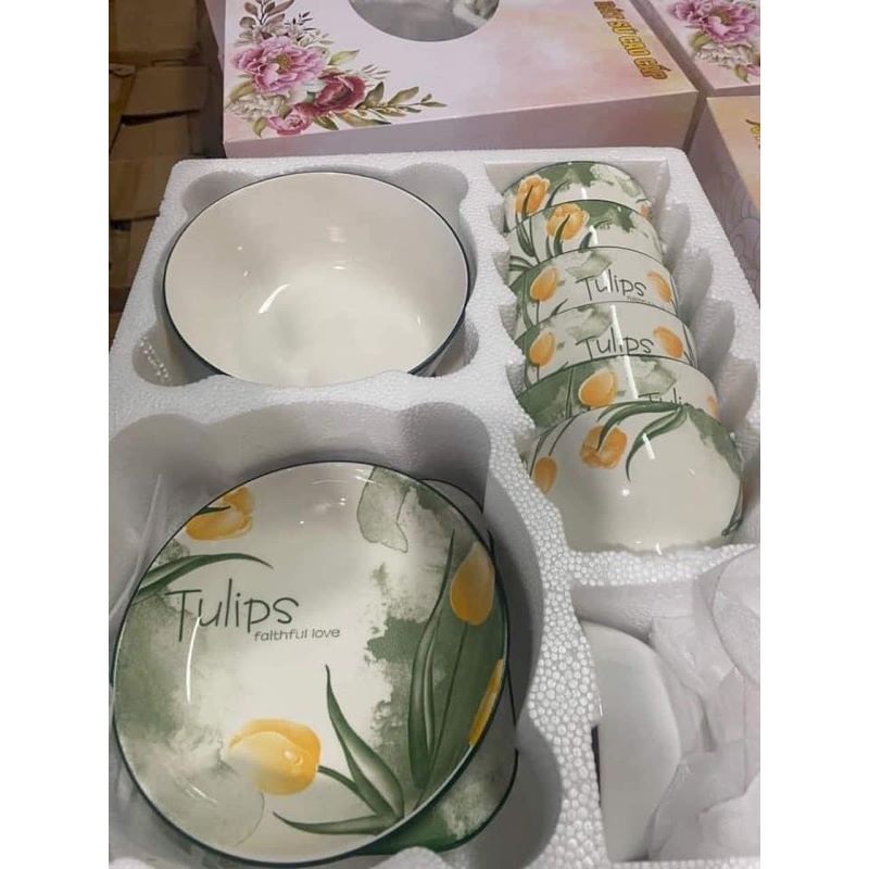 BỘ BÁT 11 MÓN HOA TUYLIP SIÊU SANG SIÊU XINH