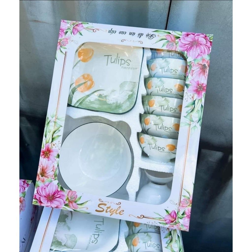BỘ BÁT 11 MÓN HOA TUYLIP SIÊU SANG SIÊU XINH