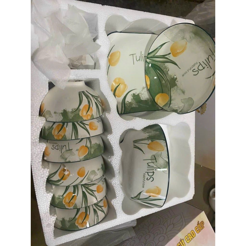 BỘ BÁT 11 MÓN HOA TUYLIP SIÊU SANG SIÊU XINH