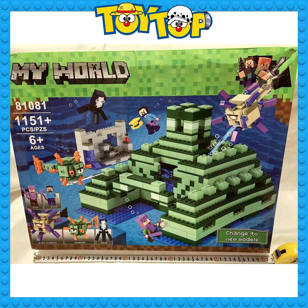 Đồ chơi lắp ráp minecraft ngôi đền thờ đại dương biển my world thế giới vuông xếp hình BLX 81081 SX1099 mô phỏng 21136