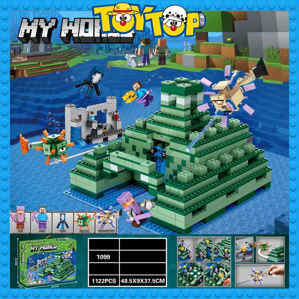Đồ chơi lắp ráp minecraft ngôi đền thờ đại dương biển my world thế giới vuông xếp hình BLX 81081 SX1099 mô phỏng 21136