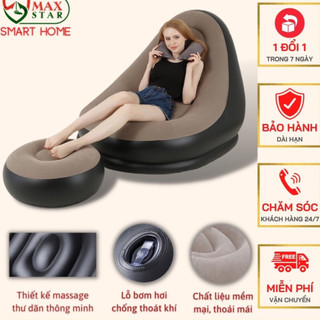 Ghế Hơi Tựa Lưng Chất Liệu Dày Số 1 Có Bọc Vỏ Nhung Lụa Mềm Mịn - Sofa Hơi Tựa Lưng Cao Cấp Kèm Đôn Và Bơm Điện 2 Chiều
