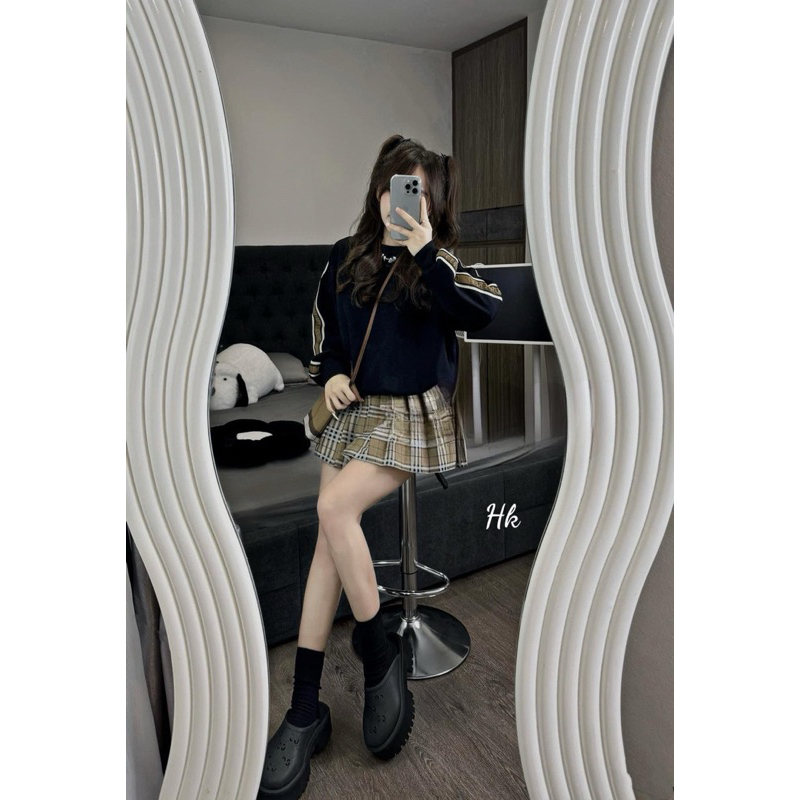 Set bộ áo dài mix chân váy xếp ly siêu đẹp xinh xịn sang