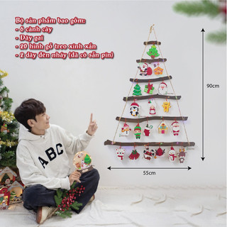 Cây Thông Noel Treo Tường Trang Trí Giáng Sinh, Cây Thông gỗ treo tường trang trí Noel-Set treo trang trí cây thông noel