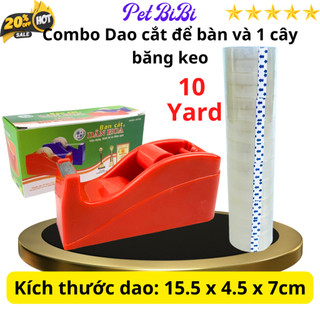 Combo dao cắt để bàn + băng keo văn phòng, dao cắt dân hoa nhỏ, loại để bàn - siêu thị băng keo