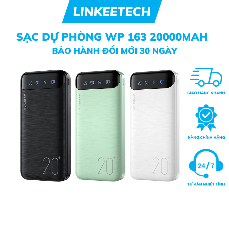 Pin Sạc Dự Phòng 20000mAh 2 Output USB 2 Input Micro Type-C - Hỗ Trợ Sạc Nhanh Linkeetech
