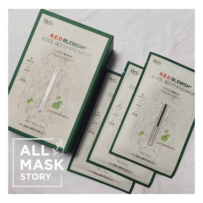 Hộp 5 miếng mặt nạ DR.G RED BLEMISH SOOTHING MASK 𝗖𝗢𝗢𝗟 𝗦𝗢𝗢𝗧𝗛𝗜𝗡𝗚 𝗠𝗔𝗦𝗞
