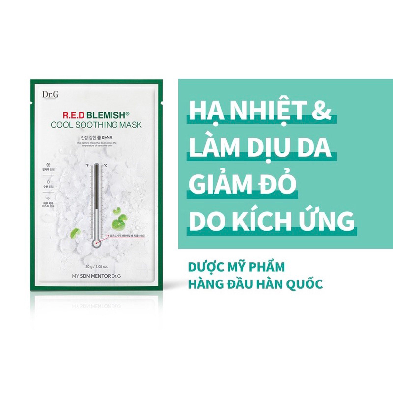 Hộp 5 miếng mặt nạ DR.G RED BLEMISH SOOTHING MASK 𝗖𝗢𝗢𝗟 𝗦𝗢𝗢𝗧𝗛𝗜𝗡𝗚 𝗠𝗔𝗦𝗞