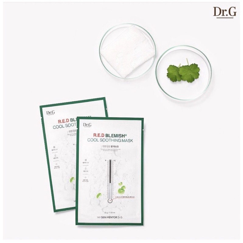 Hộp 5 miếng mặt nạ DR.G RED BLEMISH SOOTHING MASK 𝗖𝗢𝗢𝗟 𝗦𝗢𝗢𝗧𝗛𝗜𝗡𝗚 𝗠𝗔𝗦𝗞