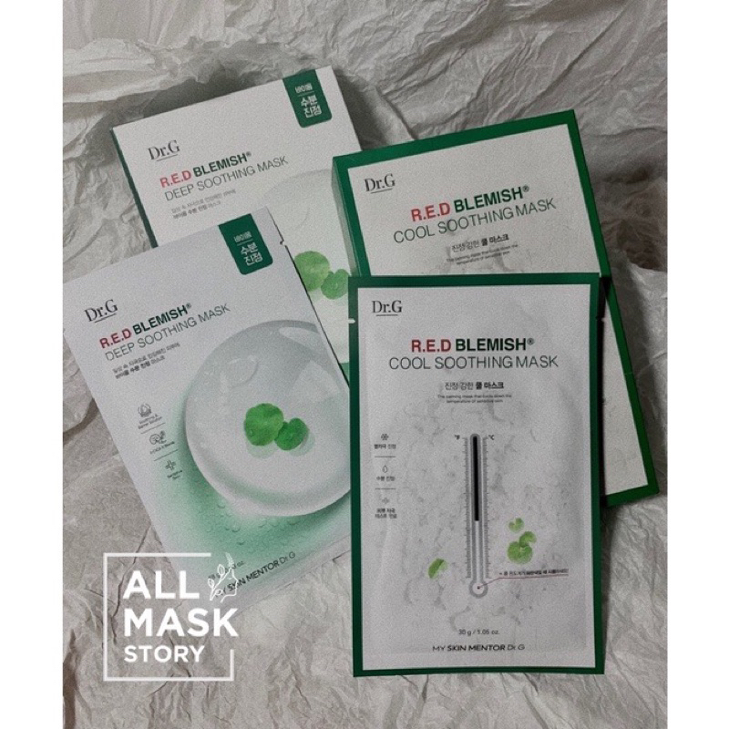 Hộp 5 miếng mặt nạ DR.G RED BLEMISH SOOTHING MASK 𝗖𝗢𝗢𝗟 𝗦𝗢𝗢𝗧𝗛𝗜𝗡𝗚 𝗠𝗔𝗦𝗞