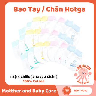 1 Bộ 4 Chiếc - Bao Tay Chân Cho Bé Sơ Sinh Bo Thun Mềm Mại HOTGA