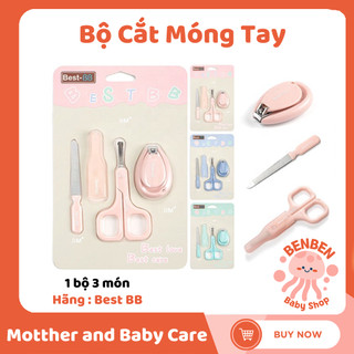 Bộ vỉ bấm móng Best BB gồm 3 chi tiết kéo cắt móng,kìm bấm móng, dũa móng cho bé