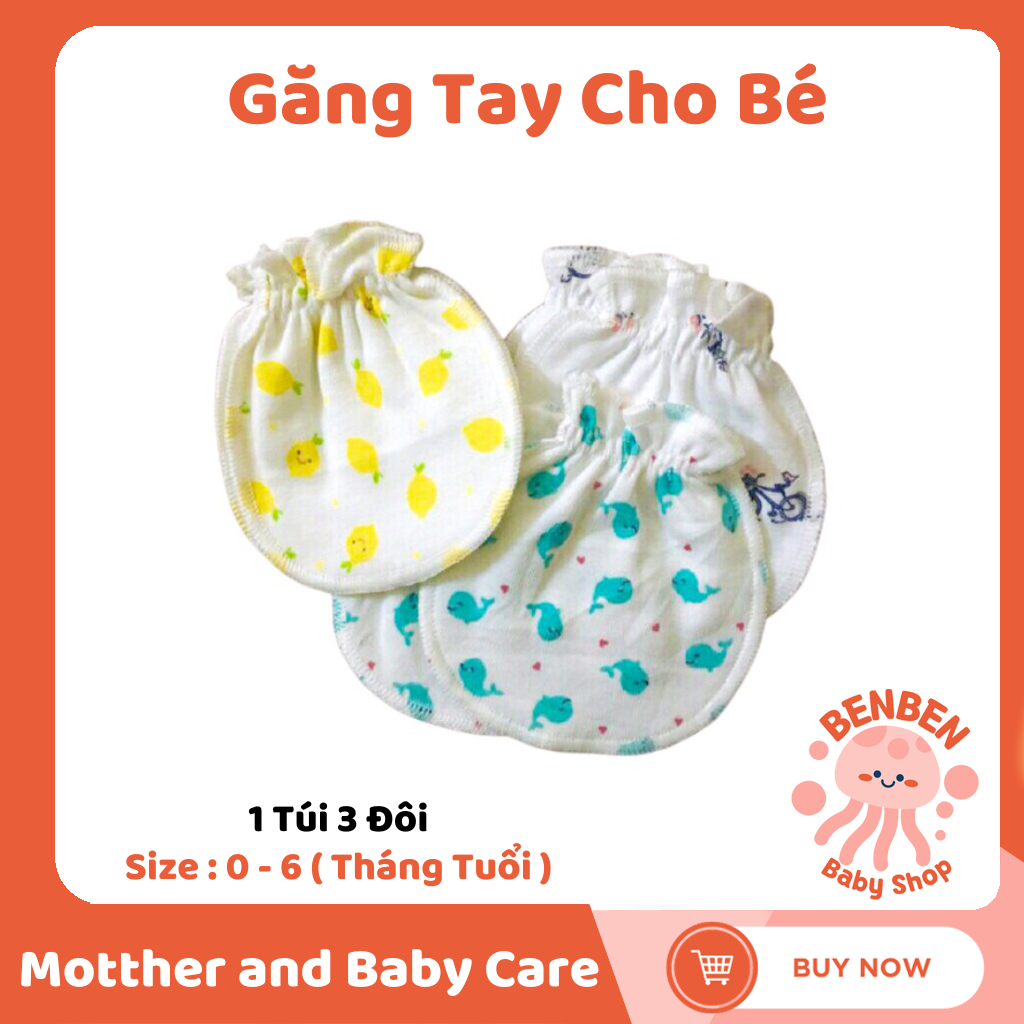 Set 3 Đôi Bao Tay Sơ Sinh Cho Bé HOTGA