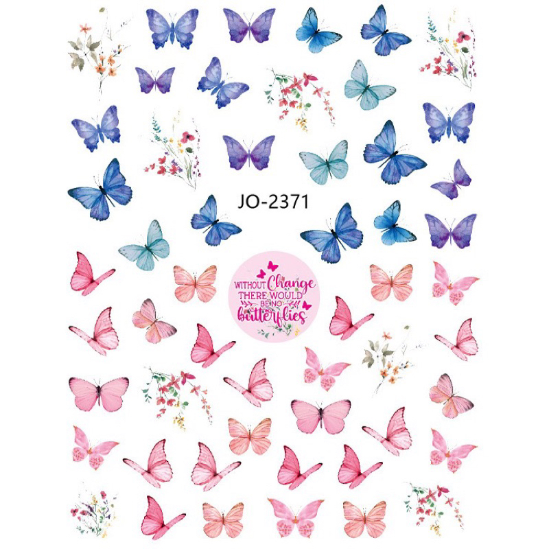 Sticker bướm sắc màu dán móng tay