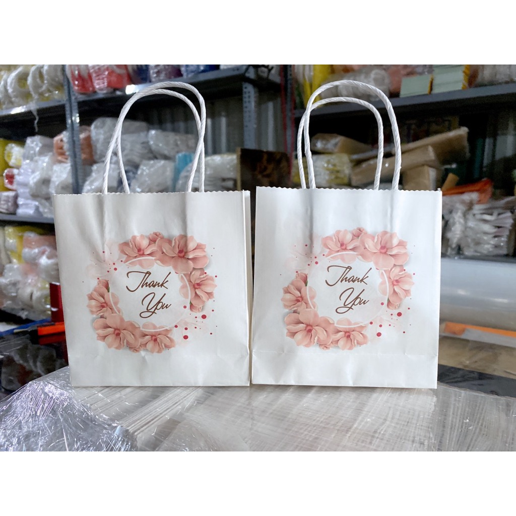 Set 10 cái Túi giấy KRAFT NHẬT 15x14x5 cm quai giấy xoắn cao 150 ngang 143 hông 50 mm