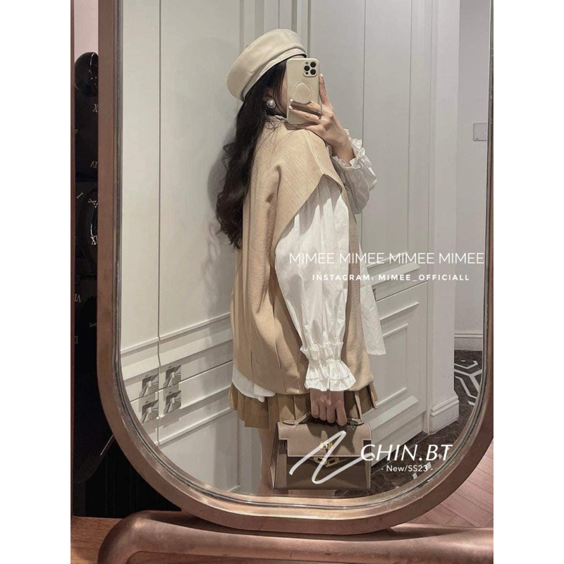 Set Sơ mi phối gile dạ Hương Bi