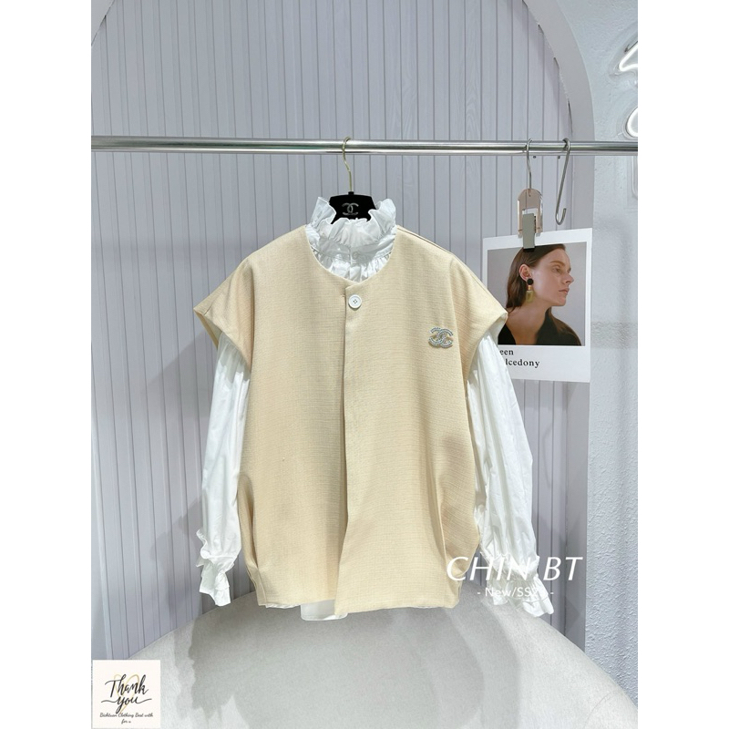 Set Sơ mi phối gile dạ Hương Bi