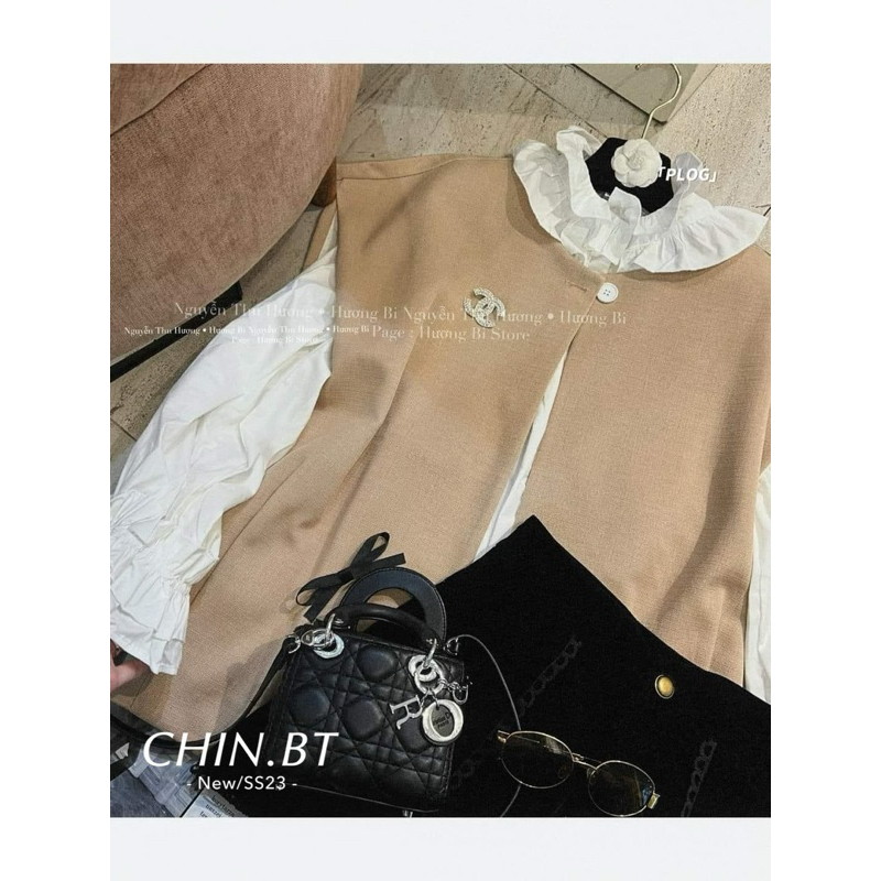 Set Sơ mi phối gile dạ Hương Bi